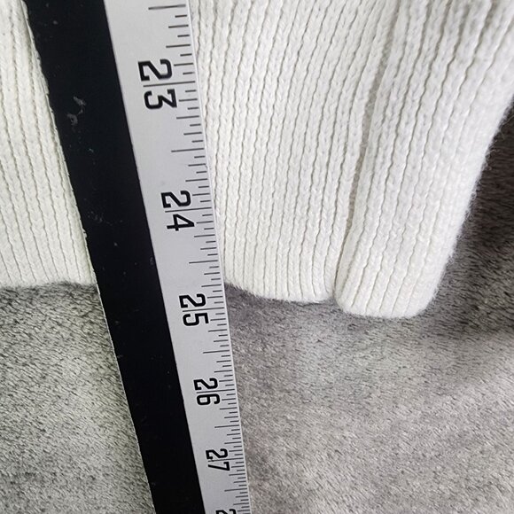 Mens White Express Pullover Sweater 1/4 Zip Long Sleeve Mock Neck Cotton Size L - Picture 8 of 9